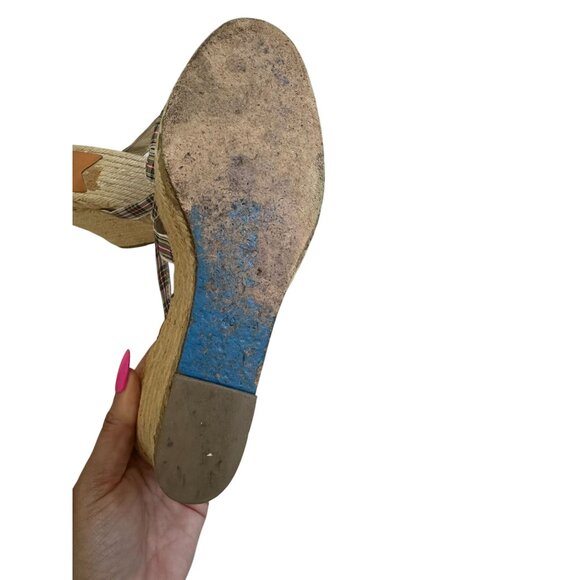 STUBBS & WOOTTON Plaid Spring Espadrille Wedges Sandals Size 40 - Picture 7 of 10